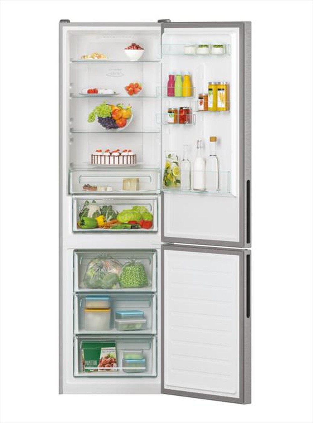 "CANDY - Frigorifero combinato CCE4T620EX Classe E 377 lt-Argento"