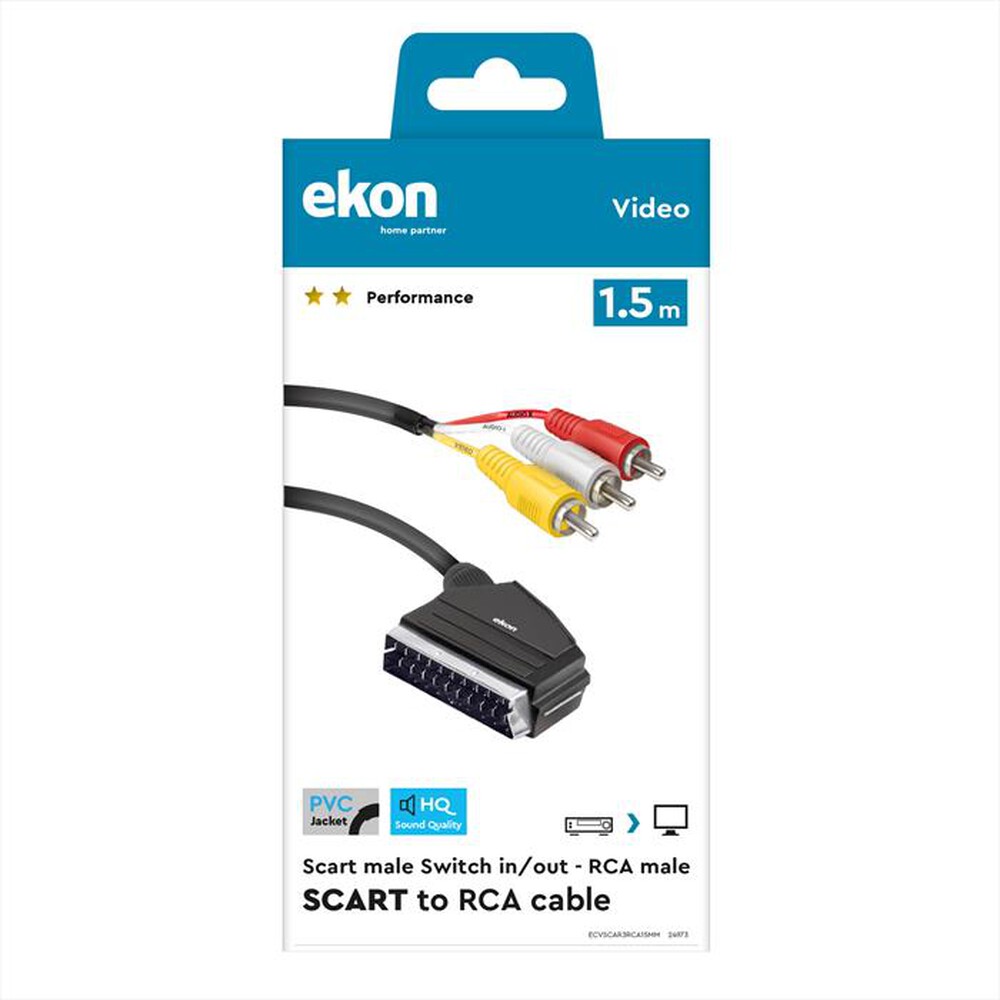 "EKON - Cavo Scart RCA con switch-Nero"