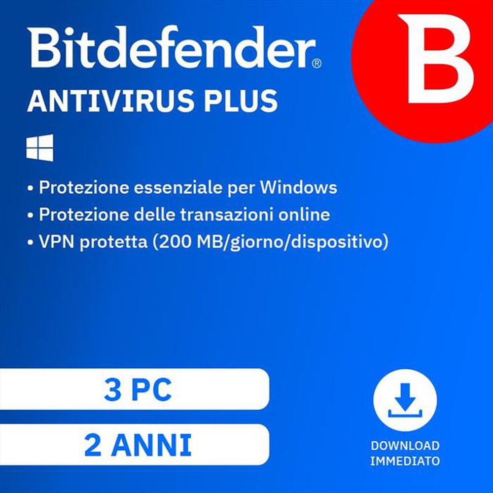 "BITDEFENDER - Antivirus Plus 2 Anni - 3 PC"