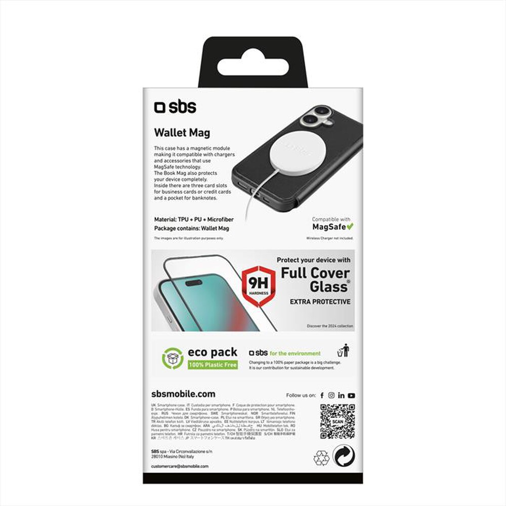 Immagine del prodotto SBS - Cover Wallet Magsafe iPhone 16 TEBKMAGSFIP1661K-Nero