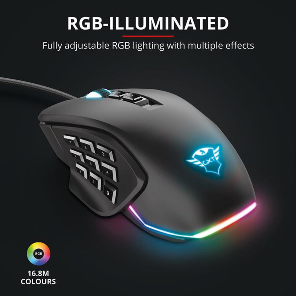 "TRUST - GXT970 MORFIX CUSTOMISABLE MOUSE-Black"