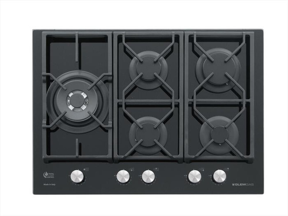 "GLEM GAS - Piano cottura a gas GV75TXBK 70cm-Nero Lucido"