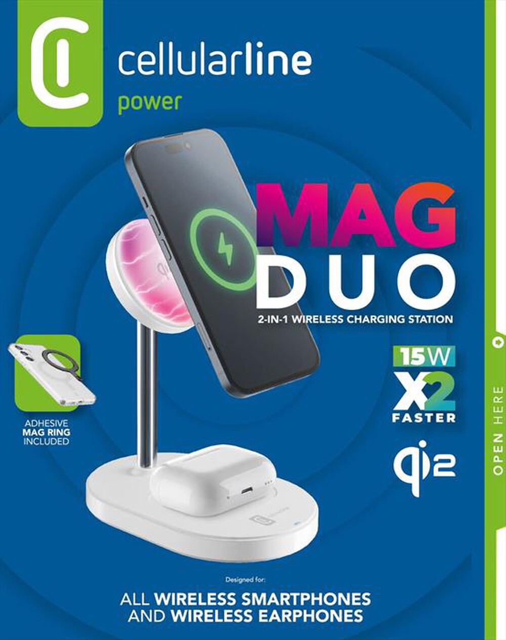 Immagine del prodotto CELLULARLINE - MAG DUO Station di ricarica wireless-Bianco