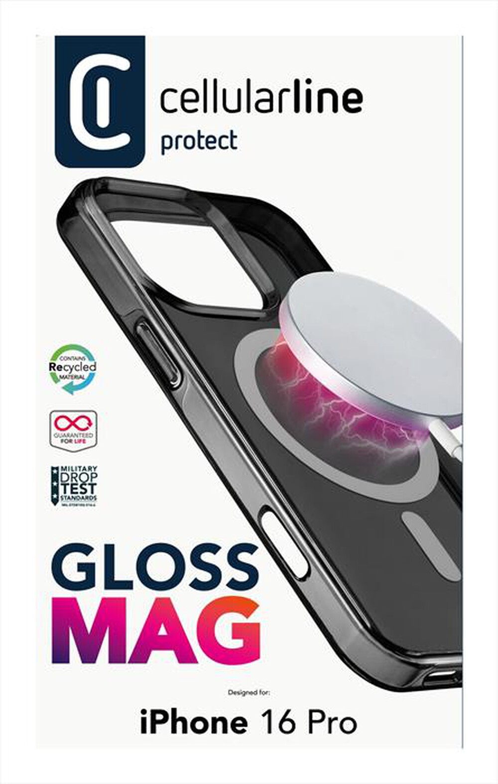 Immagine del prodotto CELLULARLINE - Cover case GLOSS MAG per iPhone 16 Pro-Black