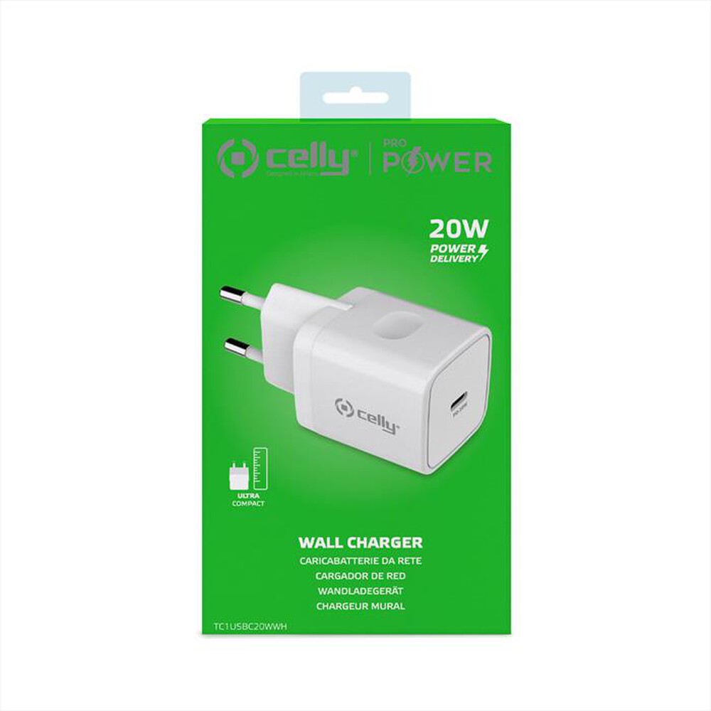 "CELLY - TC1USBC20WWH - TC 1 USB-C 20W-Bianco"