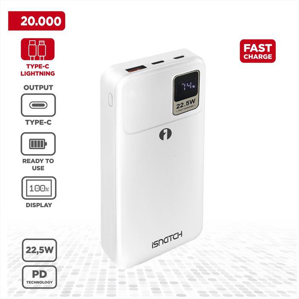 Immagine del prodotto ISNATCH - Power bank 20000mah 34380022-Bianco