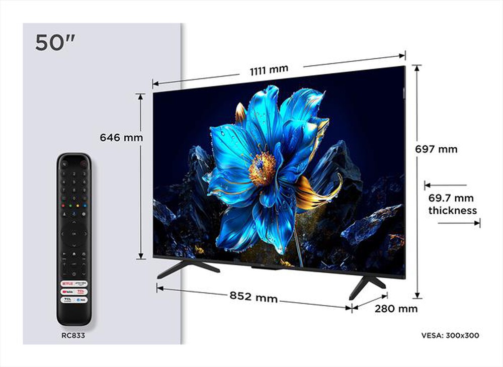 Immagine del prodotto TCL - Smart TV Q-LED UHD 4K 50" 50P79K-Metallic