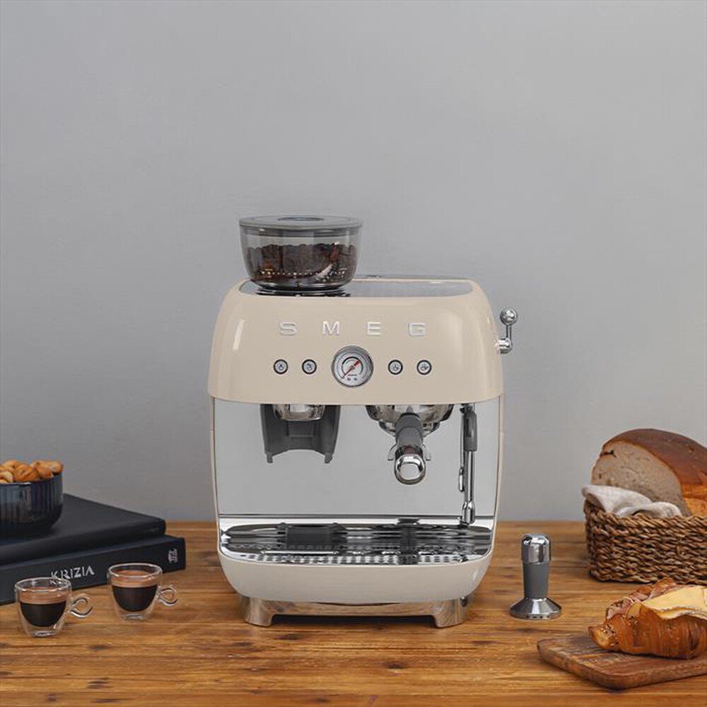 "SMEG - Macchina da Caffè+macinacaffè 50's Style EGF03CREU-Panna LUCIDO"