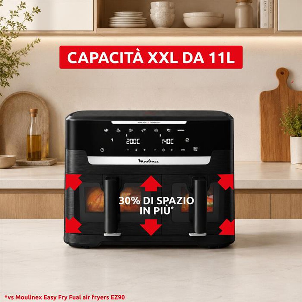 Immagine del prodotto MOULINEX - Friggitrice aria doppia Ever Fry XXL Dual EZ9478F0-Nero