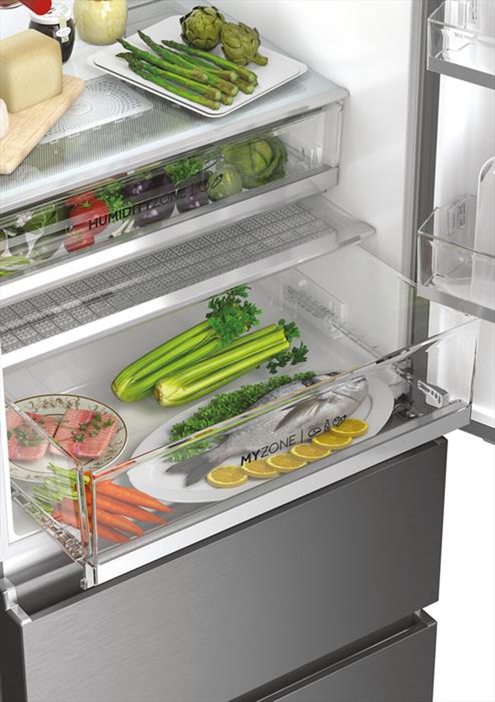 Immagine del prodotto HAIER - Frigorifero combinato HTW7720DNMP Classe D 486 lt-Platino, Stainless steel