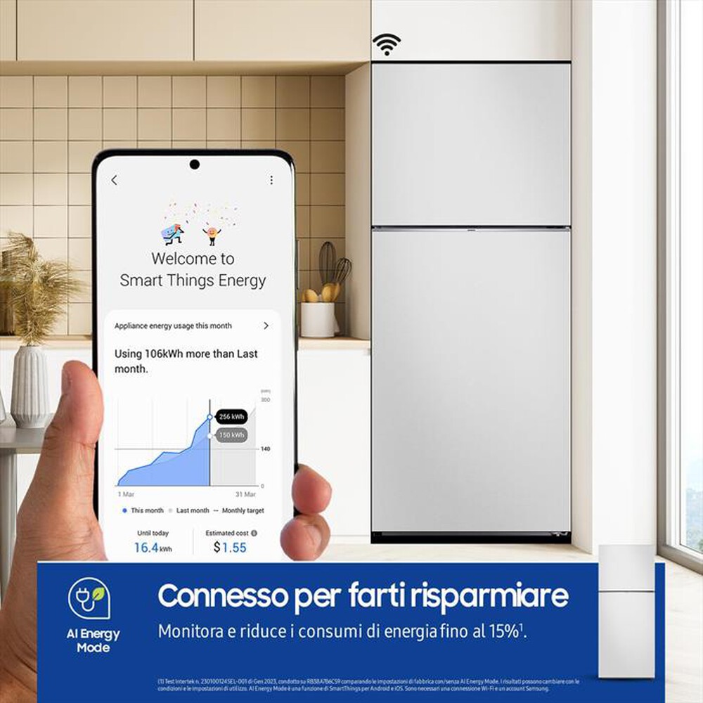"SAMSUNG - Frigorifero 2 porte RT38CB6624C1ES Classe E 393 lt-COTTA WHITE"