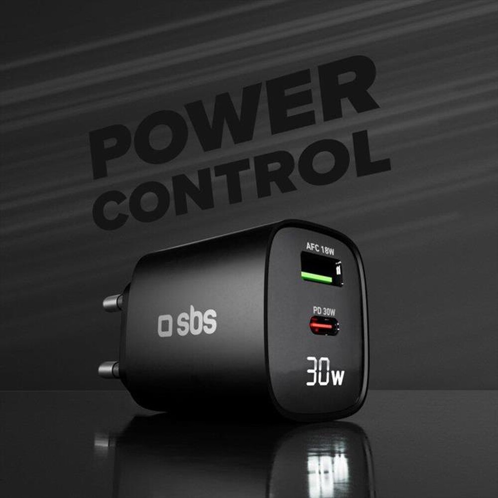 "SBS - Caricatore da rete TETRGANLCD1USB1C30K-Nero"
