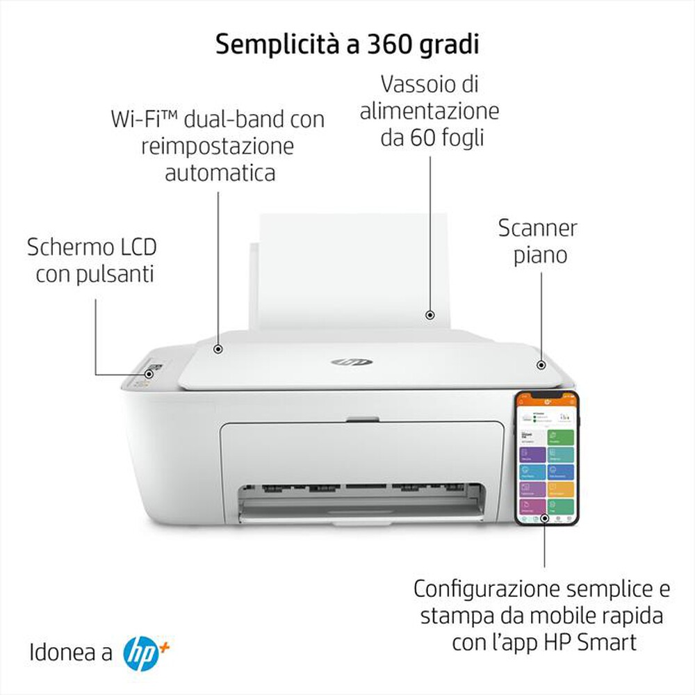 "HP - Multifunzione DESKJET 2710E 6 MESI INCHIOSTRO HP+-Bianca"