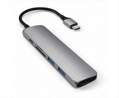 SATECHI - ADATTATORE USB-C SLIM MULTIMEDIA V2-space grey