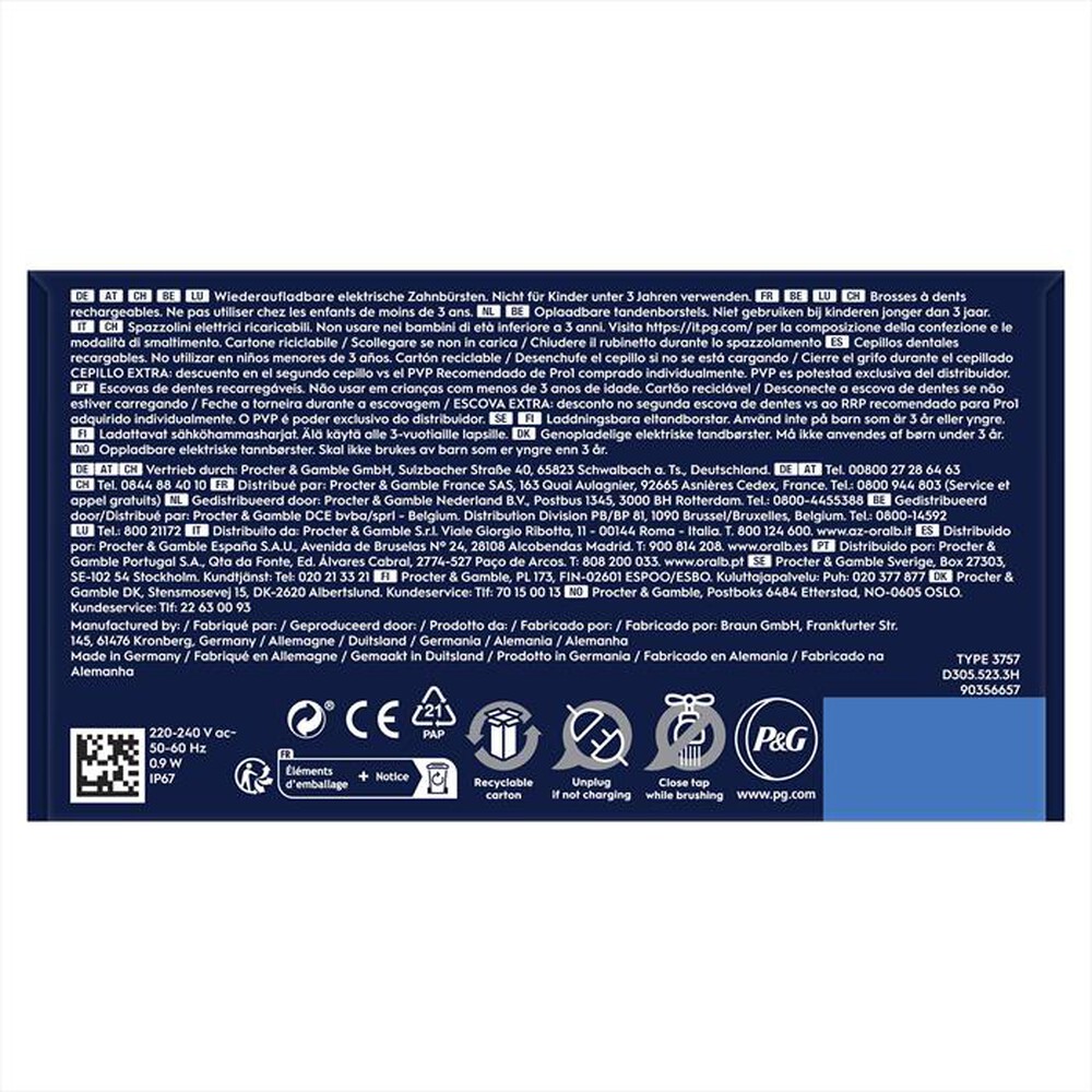 "ORAL-B - Spazzolino elettrico PRO SERIES 1-Blu e Nero"