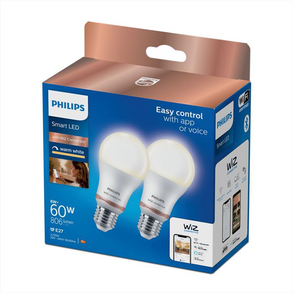 "PHILIPS - Smart LED Lampadina DIM Smerigliata 60W E27 pack 2-Luce bianca dimmerable"