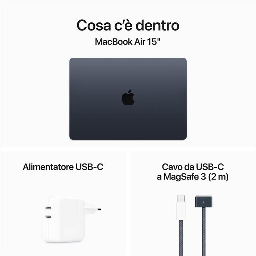 Immagine del prodotto APPLE - MacBook Air 15" M3 Core 8 CPU 10 GPU 16GB 256GB-Mezzanotte
