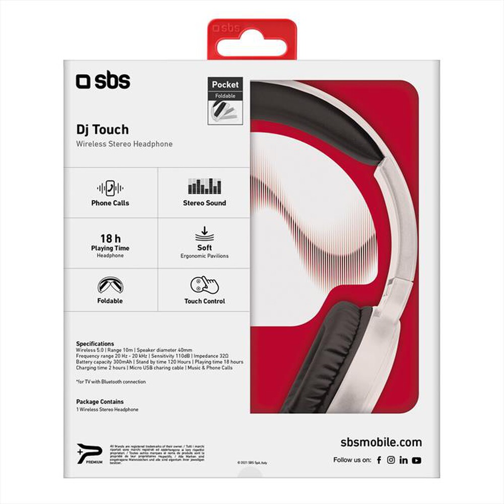 "SBS - TEHEADPHDJTOUCHBTW-Bianco"