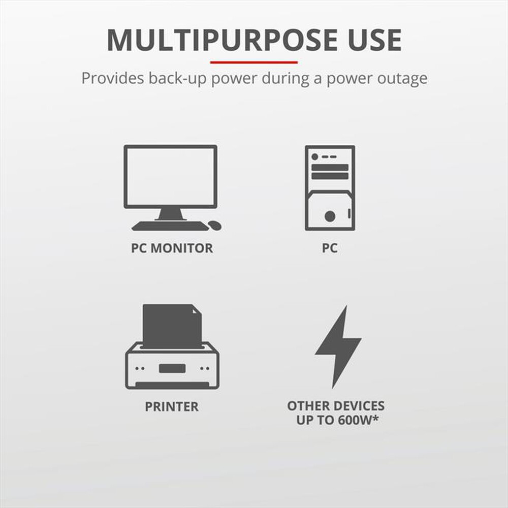 "TRUST - PAXXON 1000VA UPS 4 IEC OUTLETS-Black"