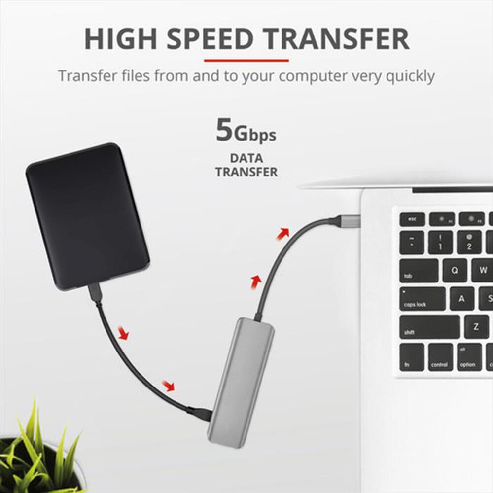 "TRUST - HALYX USB-C 4-PORT USB3.2 HUB-Alluminio"