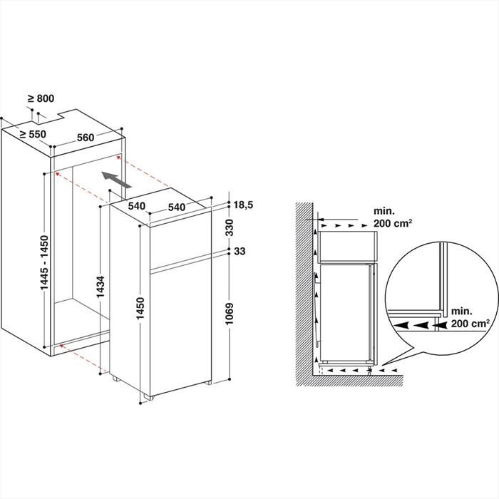 INDESIT - Frigorifero incasso IN D 2040 AA/S Classe F 226lt | Euronics