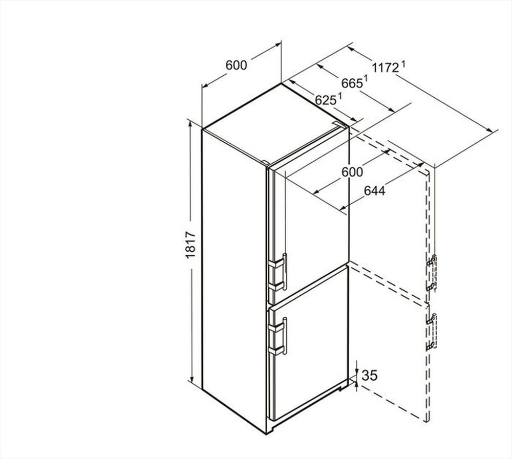"LIEBHERR - Frigorifero combinato CNEF 3515-21 Classe E 340lt-Acciaio"