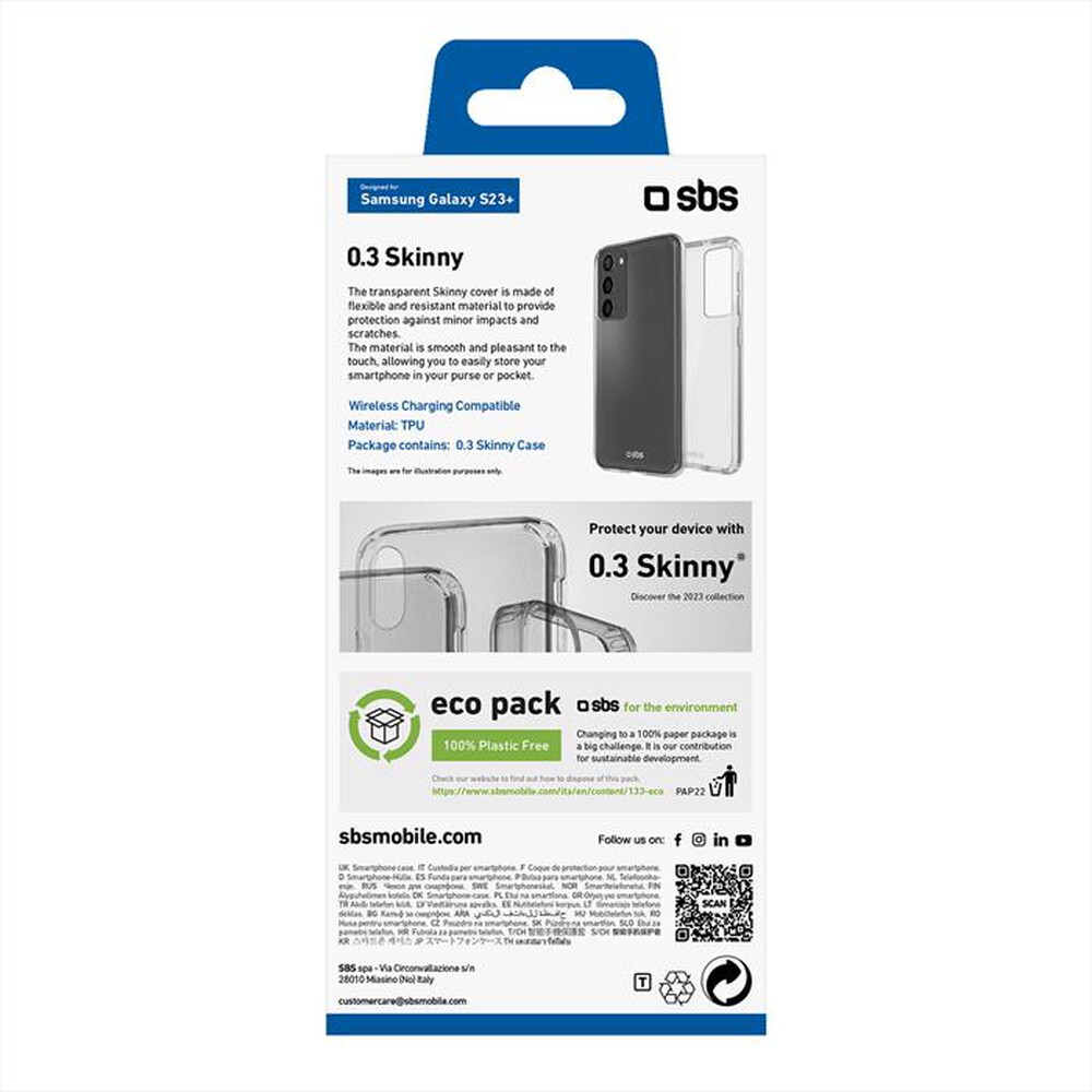 "SBS - Cover skinny TESKINSAS23PT per Samsung S23+-Trasparente"