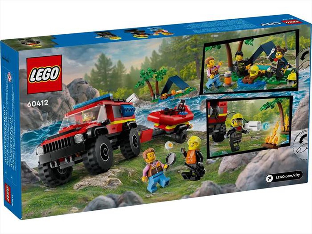 "LEGO - CITY Fuoristrada antincendio e gommone salva-60412-Multicolore"