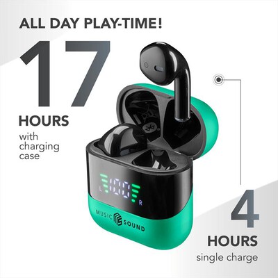 MUSIC SOUND - AURICOLARI TWS CON DISPLAY LED-Green