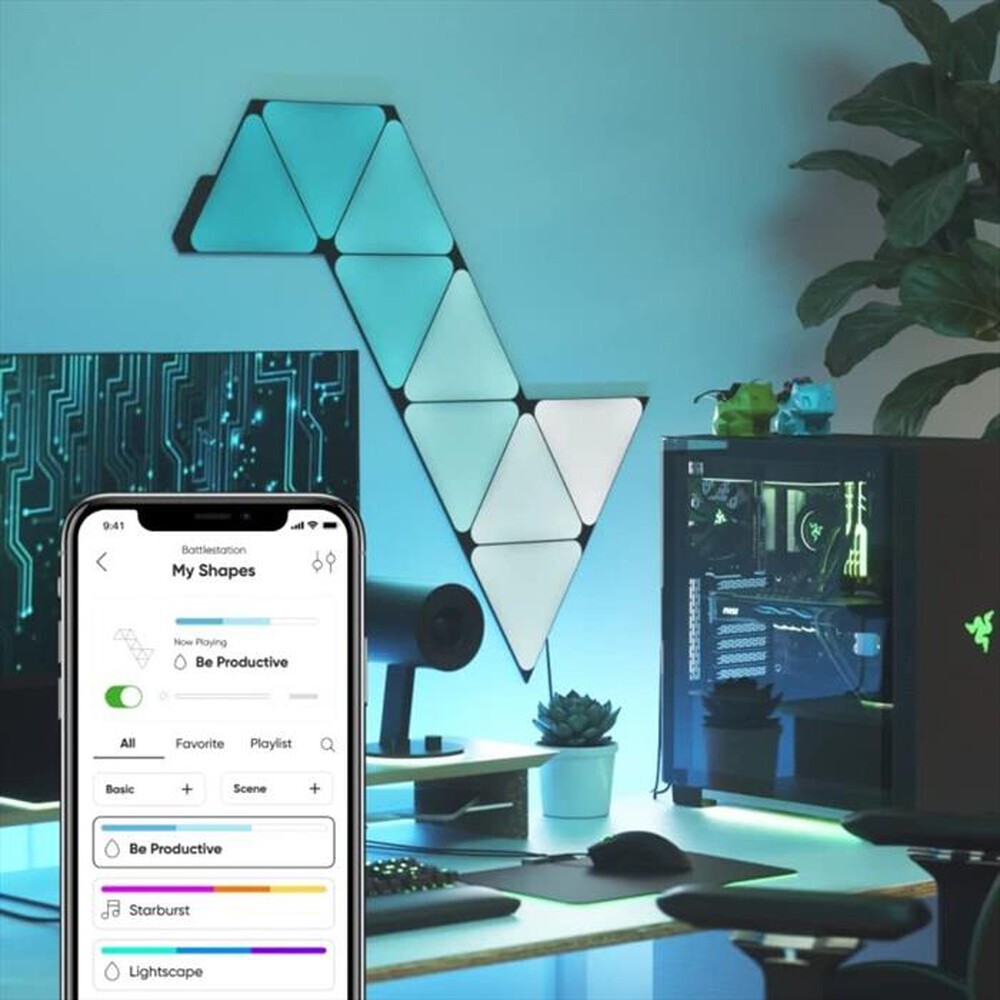 "NANOLEAF - Lampada a sospensione SHAPES TRIANG (9 LIGHT)-BLACK"