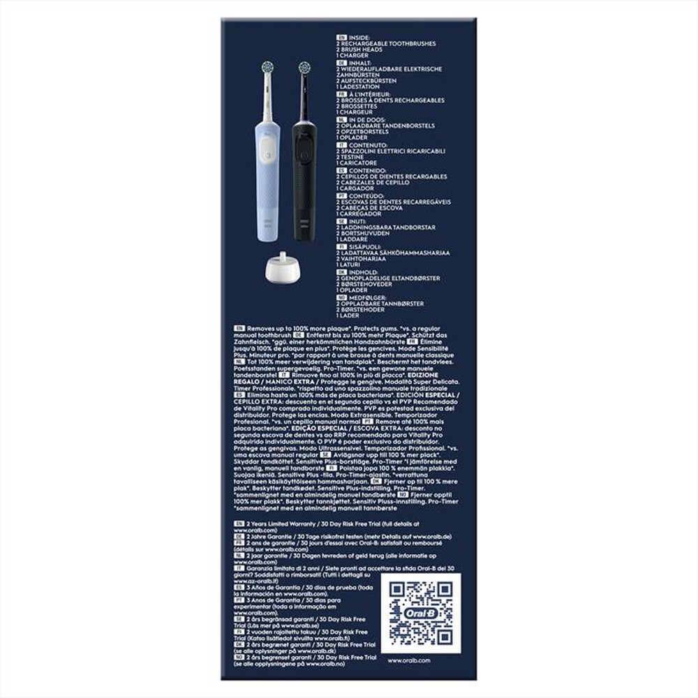 "ORAL-B - Spazzolino elettrico PW VITALITY PRO DUO HBOX-Blu, Nero"