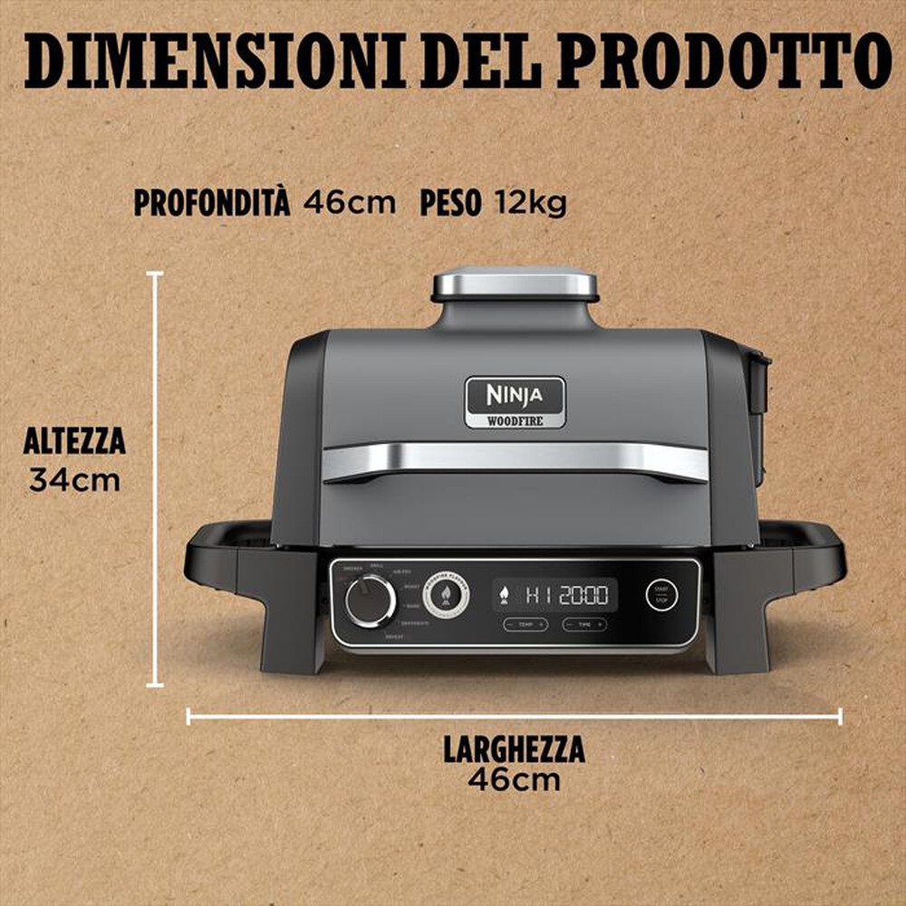 "NINJA - BBQ elettrico Woodfire+affumicatore OG701EU-nero"