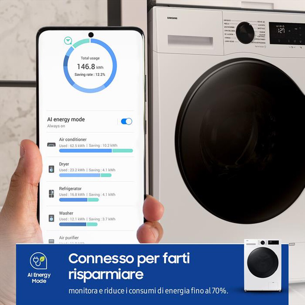 Immagine del prodotto SAMSUNG - Lavasciuga WD90DG5B15BEET 9/6 Kg Classe A-bianca con obl&ograve; e display nero