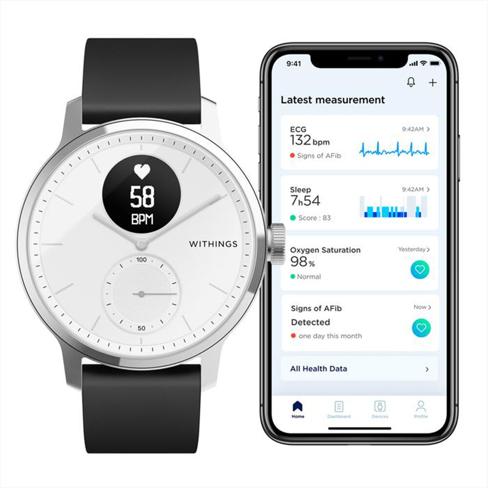 "WITHINGS - Smart Watch SCANWATCH 38MM + BILANCIA BODY-Bianco"