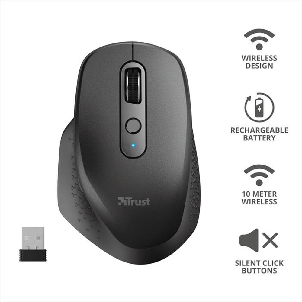 Immagine del prodotto TRUST - OZAA RECHARGEABLE MOUSE BLACK-Black