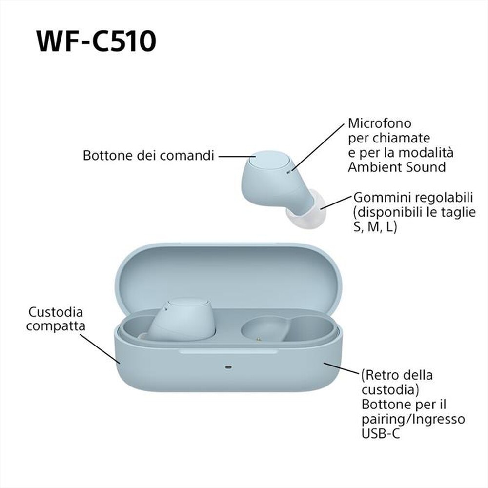 Immagine del prodotto SONY - Auricolari Bluetooth WFC510L.CE7-Blu