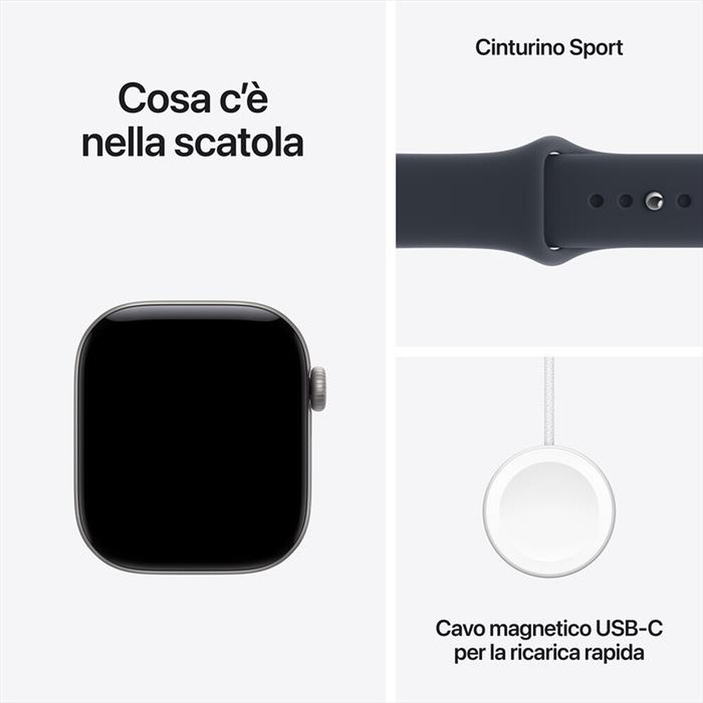 Immagine del prodotto APPLE - Watch Series 12 GPS 42mm Alluminio Grigio Siderale-Sport Band Blu marino - M/L