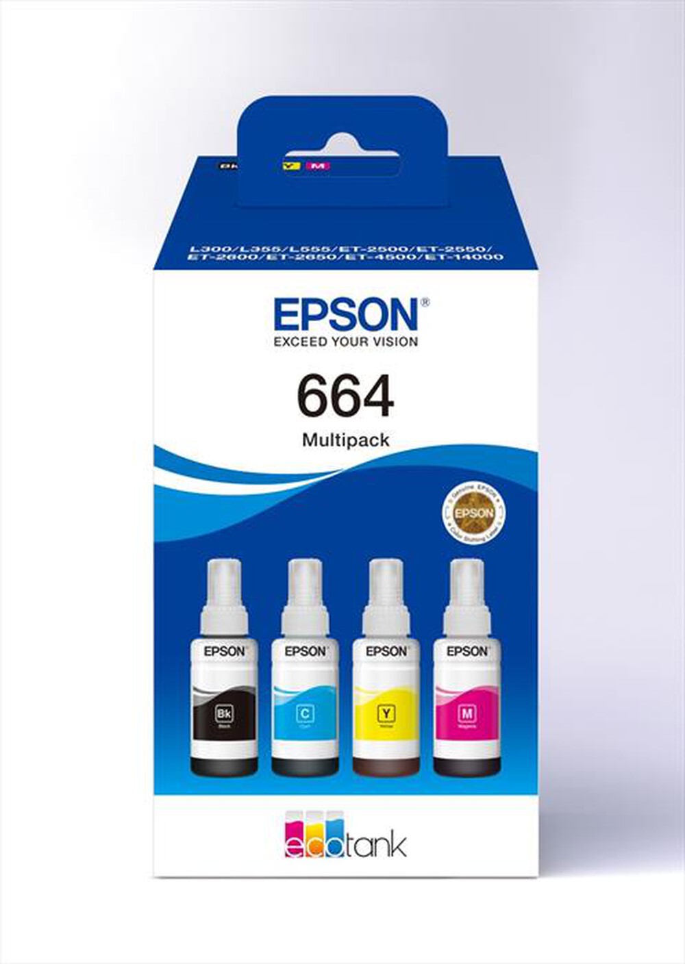 "EPSON - EPSON FLACONE INCHIOSTRO ECOTANK T664 MPK 4 COL-Nero,ciano,magenta,giallo"