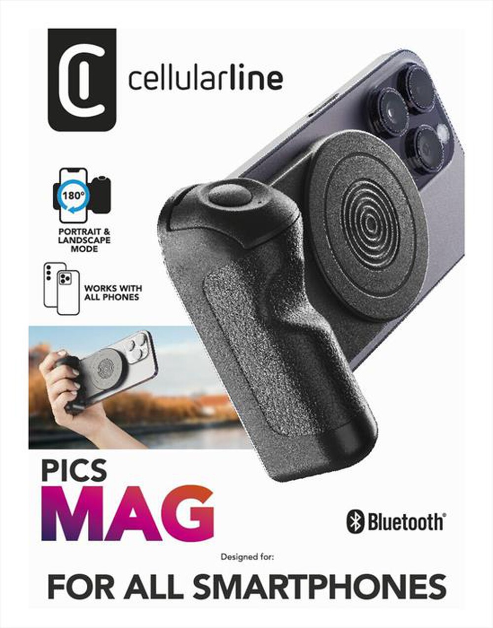 "CELLULARLINE - Supporto magnetico Bluetooth PICS MAG-Black"