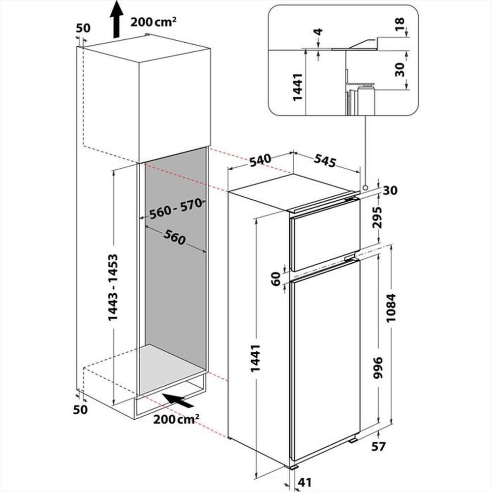 Immagine del prodotto HOTPOINT ARISTON - Frigorifero 2 porte BDFS 2422 Classe E 218 lt-Bianco