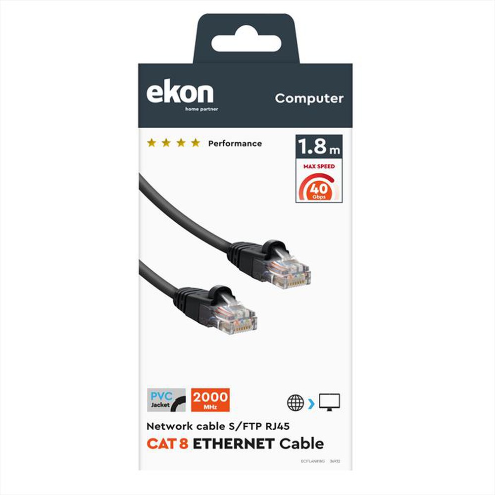 "EKON - Cavo di rete per PC ECITLAN818G-Nero"