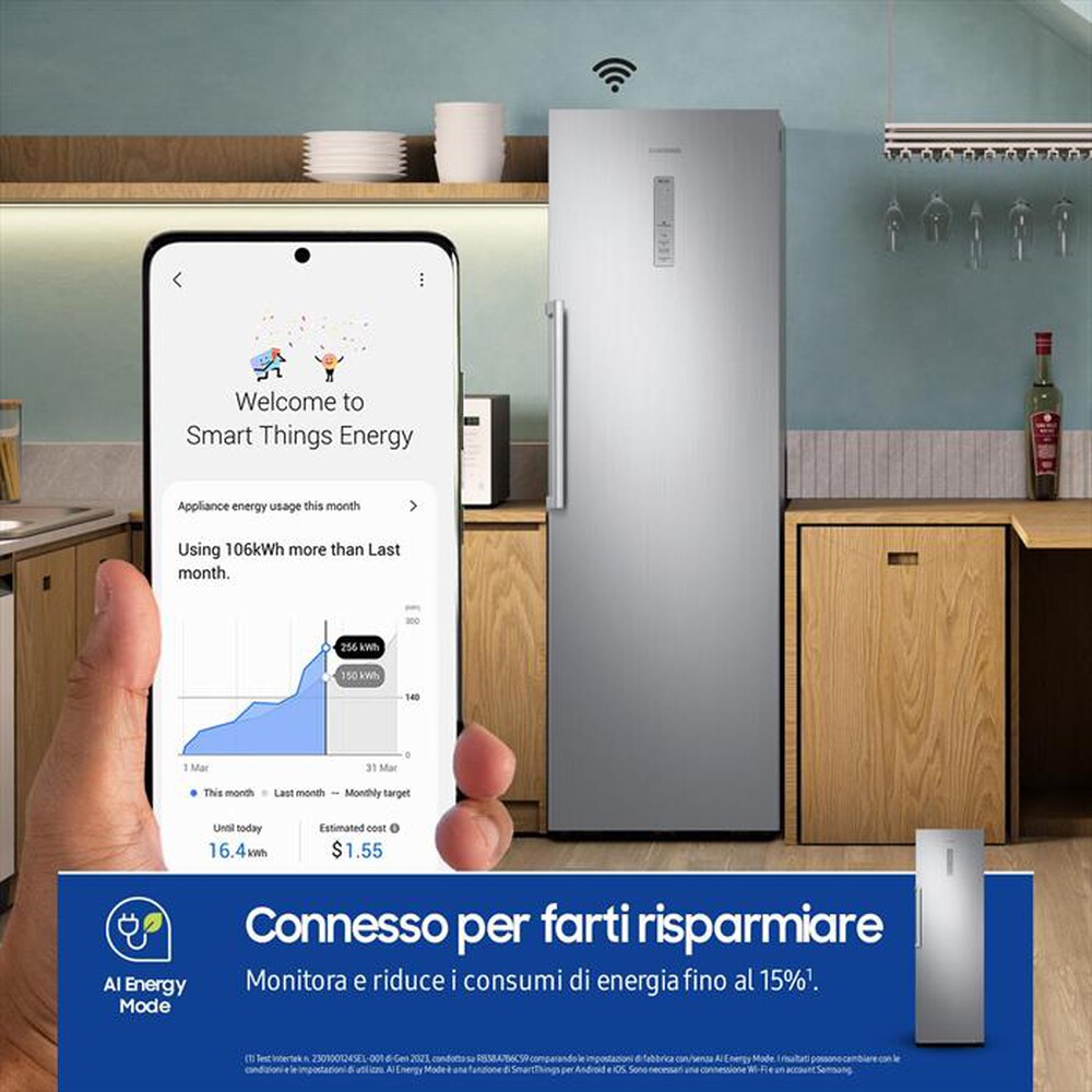 "SAMSUNG - Frigorifero 1 porta RR39C7BC5S9/EF Classe E 387 lt-METAL INOX"