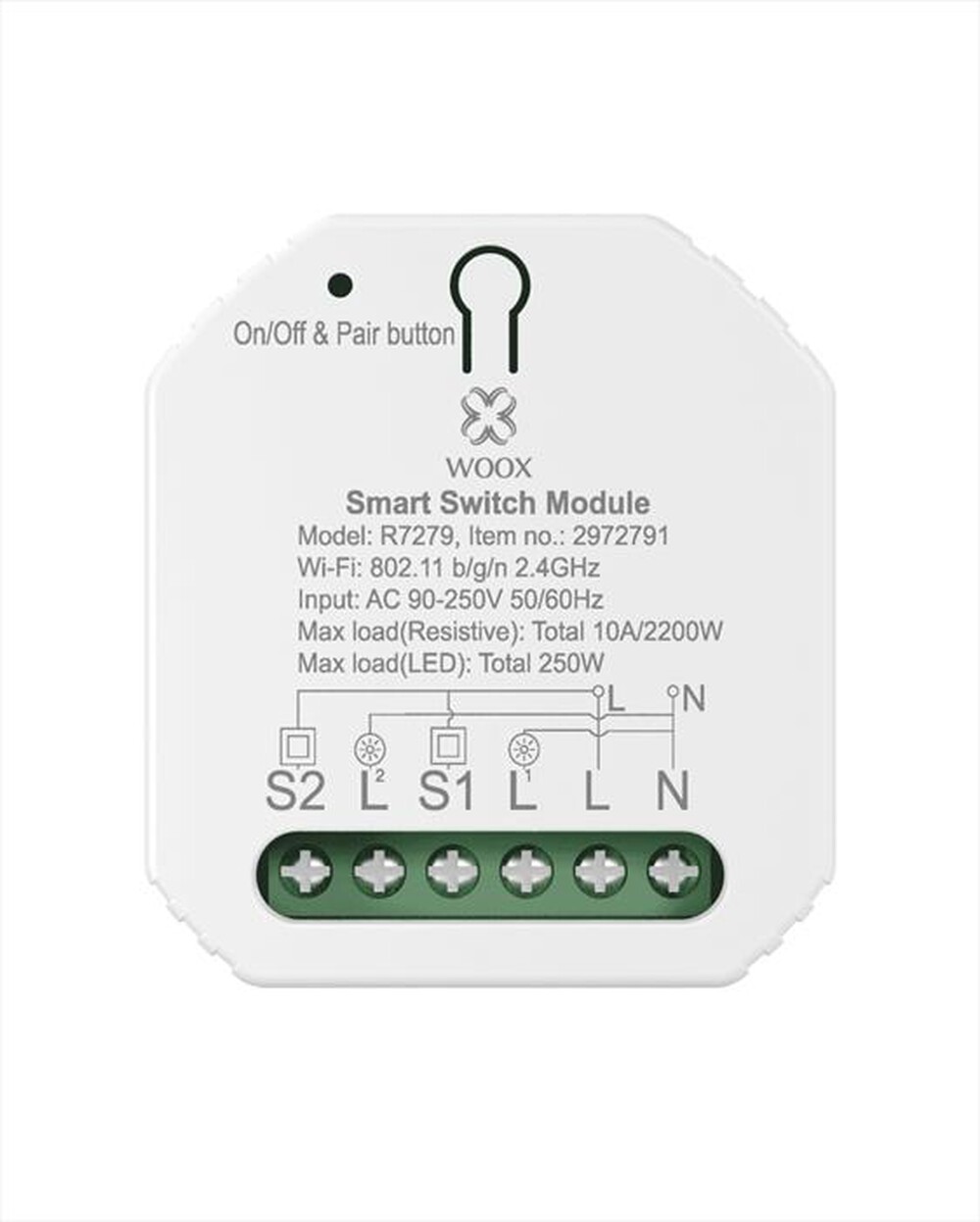 "WOOX - MODULO SMART SWITCH A 2 BANDE-BIANCO"