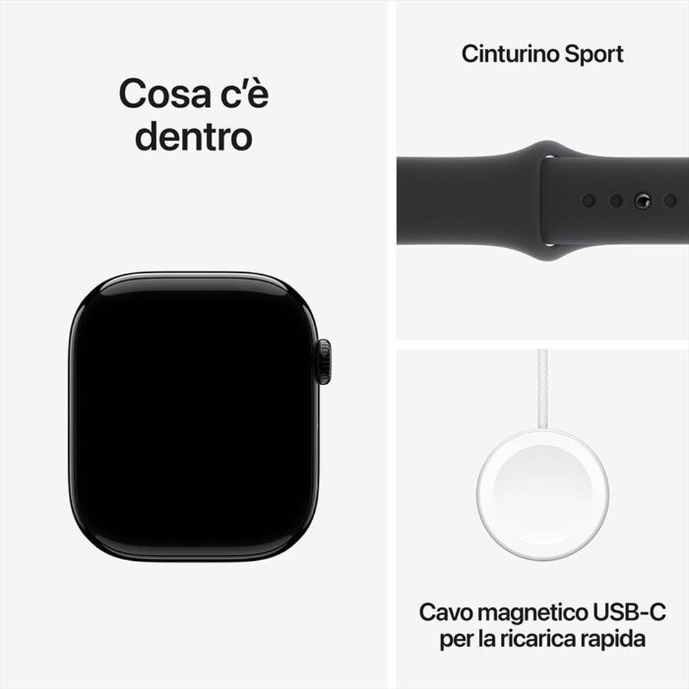 "APPLE - Watch Series 10 GPS 46mm Alluminio-Jet Black Sport Band Nero S/M"