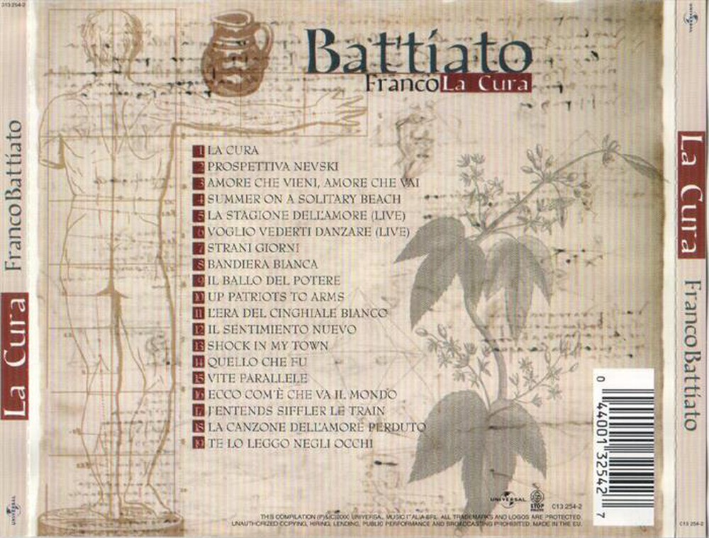 "UNIVERSAL MUSIC - Franco Battiato - La Cura-Le Più Belle Canzoni - "