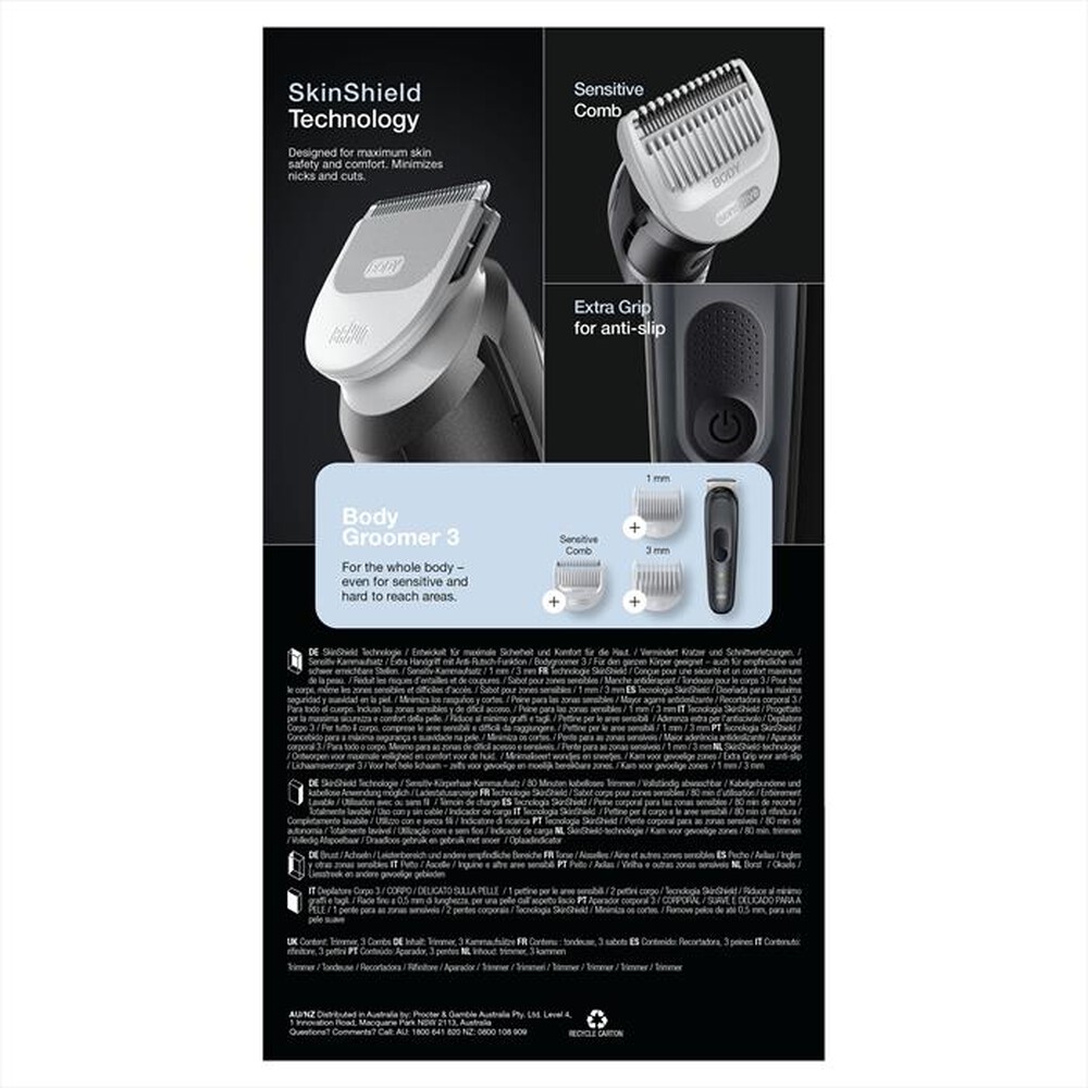 "BRAUN - RIFINITORE BODY BG3340-Nero/Grigio"