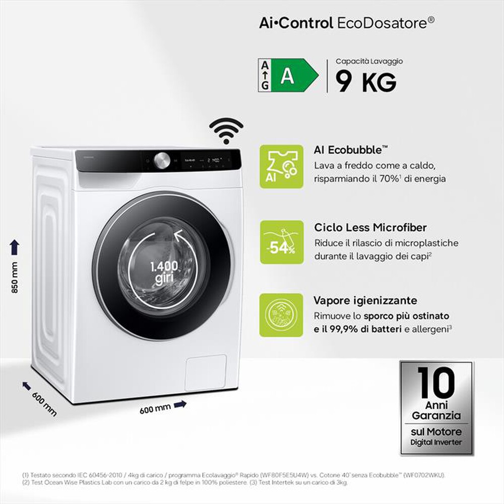 Immagine del prodotto SAMSUNG - Lavatrice WW90DG6U85LKU3 9 Kg Classe A-bianco