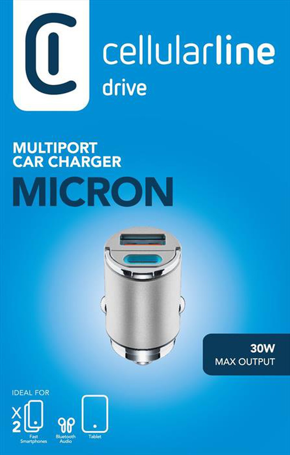 Immagine del prodotto CELLULARLINE - MICRON MULTIPORT CAR CHARGER-Grigio