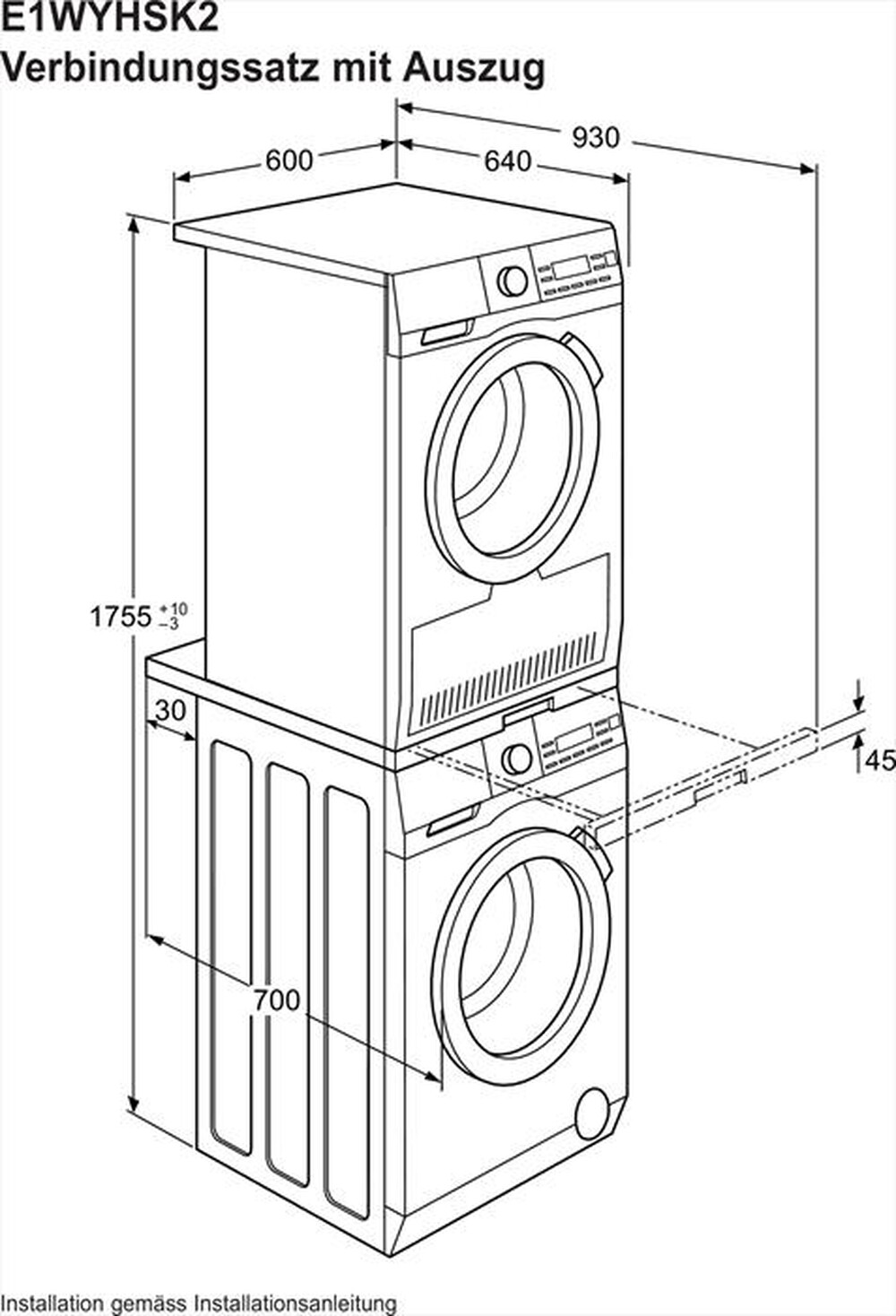 Immagine del prodotto ELECTROLUX - Stacking kit con piano estraibile E1WYHSK2-Bianco