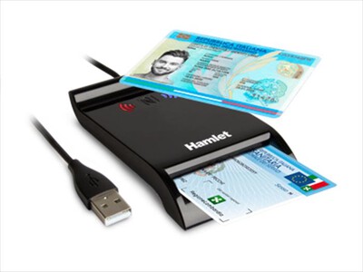 HAMLET - LETTORE DI SMART CARD USB CONTACTLESS NFC-Nero